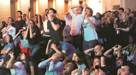 Supporters of France at the French Embassy (Express Photo by Tashi Tobgyal) 