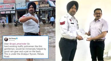 Gul Panag, police officer Punjab, Punjab traffic police officer, Gul Panag tweets about police officer, viral ohoto, indian express, indian express news