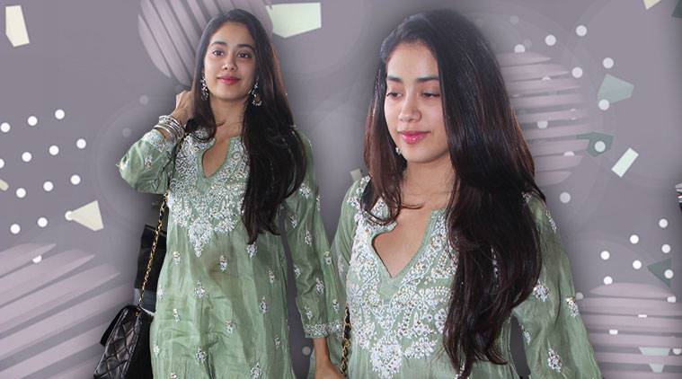 Janhvi Kapoor New Bollywood Inspired Pink White Cotton Kameez Palazzo