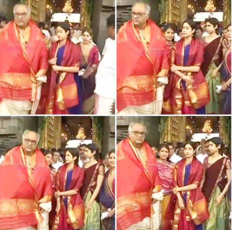 janhvi kapoor in tirupathi balaji temple with boney kapoor