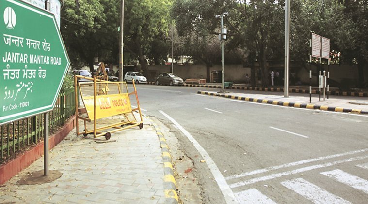 NGT had banned protests at Jantar Mantar after residents complained. (Express photo/Prem Nath Pandey)