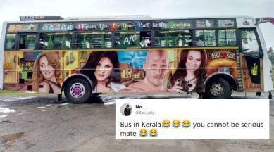 This Kerala bus with adult film stars painted all over it leaves ...