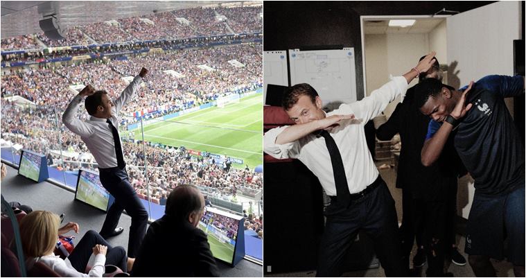 This photo of a celebrating Macron captures the excitement of France's World  Cup win.