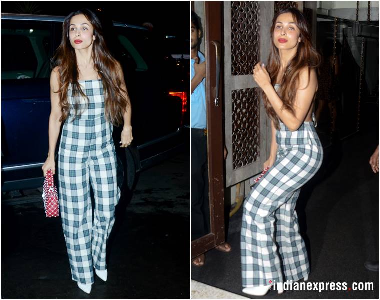 Malaika Arora, Malaika Arora checks, Malaika Arora gingham outfits, Malaika Arora travel style, Malaika Arora airport style, Malaika Arora check jumpsuit, Malaika Arora latest news, Malaika Arora fashion, Malaika Arora style, Malaika Arora casual style, Malaika Arora updates, Malaika Arora latest photos, celeb fashion, bollywood fashion, indian express, indian express news