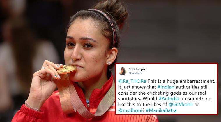 air india, manika batra, india table tennis team, table tennis team melbourne flight, air india overbooked manika batra, air india deny tt team denied, sports news, viral news, trending news, indian express