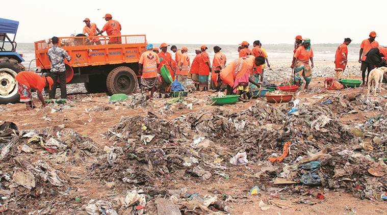 BMC, Marine line, Mumbai marine line, garbage at marine line, marine line bombay, Mumbai news, Indian Express, Latest news