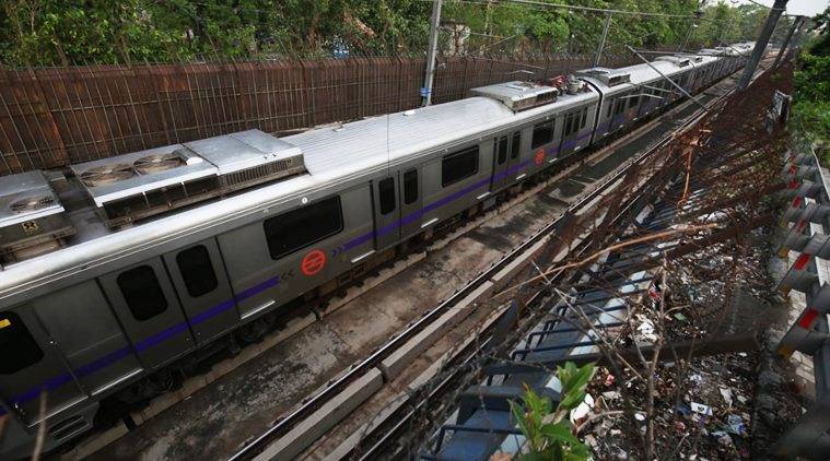 Delhi Metro Violet Line service disrupted due to rain, boundary wall falls on coach