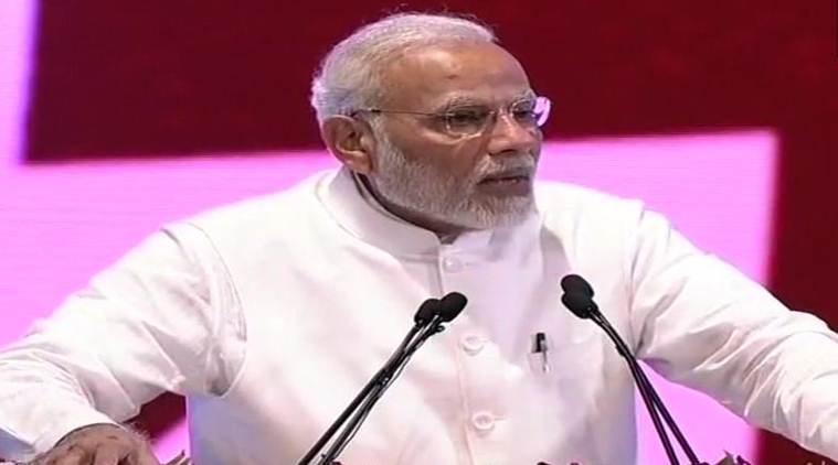 Prime Minister Narendra Modi addresses the gathering at the inaugural ceremony in Lucknow on Sunday. (ANI)