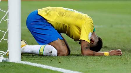 Soccer Football - World Cup - Quarter Final - Brazil vs Belgium - Kazan Arena, Kazan, Russia - July 6, 2018  Brazil's Neymar reacts   REUTERS/Toru Hanai