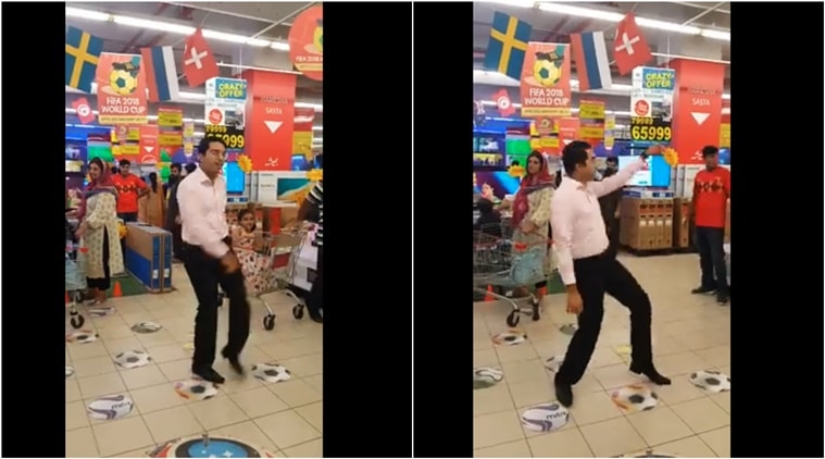 pakistan man dancing in mall, pakistani dancing viral, pakistan man dance viral, pakistan man viral dance, pakistan viral dance in mall funny, Indian express, Indian express news
