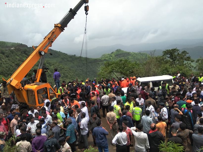 raigad bus accident, bus accident raigad, ndrf, Dr Balasaheb Sawant Konkan Agriculture University, agriculture university bus accident, maharashtra news