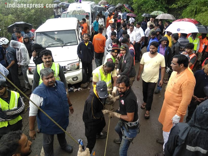 raigad bus accident, bus accident raigad, ndrf, Dr Balasaheb Sawant Konkan Agriculture University, agriculture university bus accident, maharashtra news