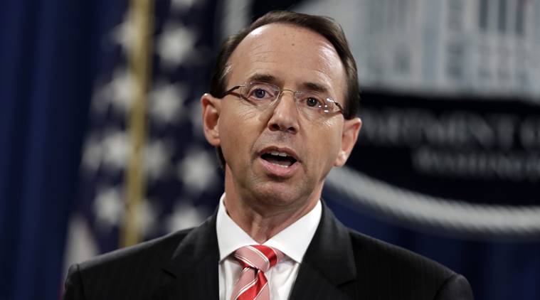 Trump Russia probe, Impeachment of Rod Rosenstein, Department of Justice, Donald Trump, 2016 presential elections, USA, Robert Mueller, World News, Indian express