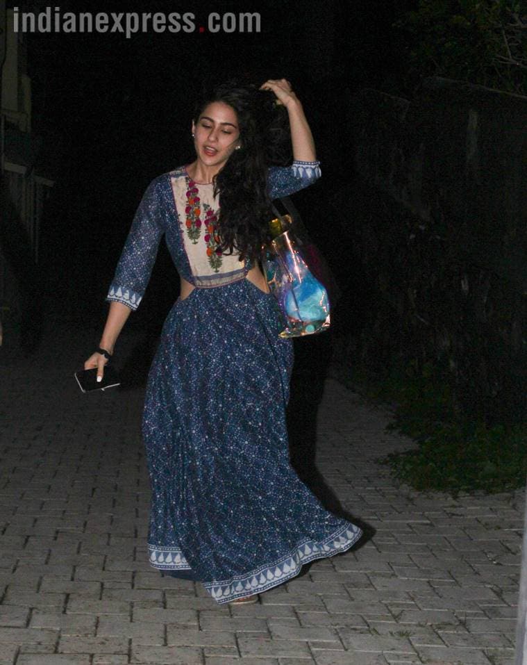 sara ali khan, sara ali khan ethnic wear, sara ali khan blue dress, ethnic wear, sara ali khan movies, sara ali khan pictures, indian express