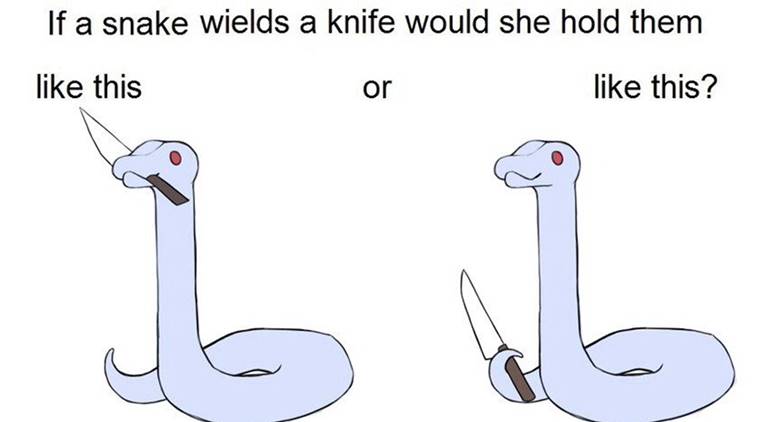 How would snake hold knife? Twitterati come up with hilarious answers to  this question | Trending News,The Indian Express