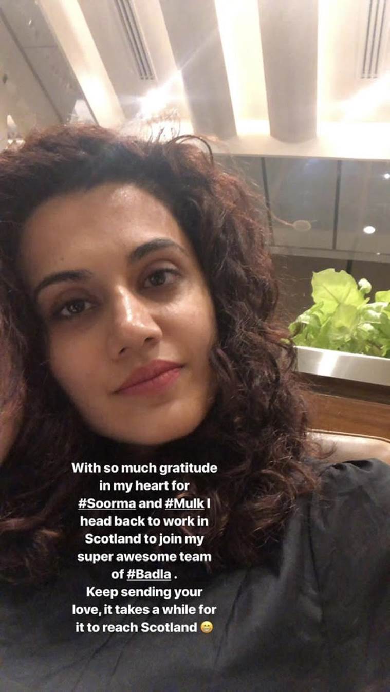 taapsee pannu back on badla sets with amitabh bachchan
