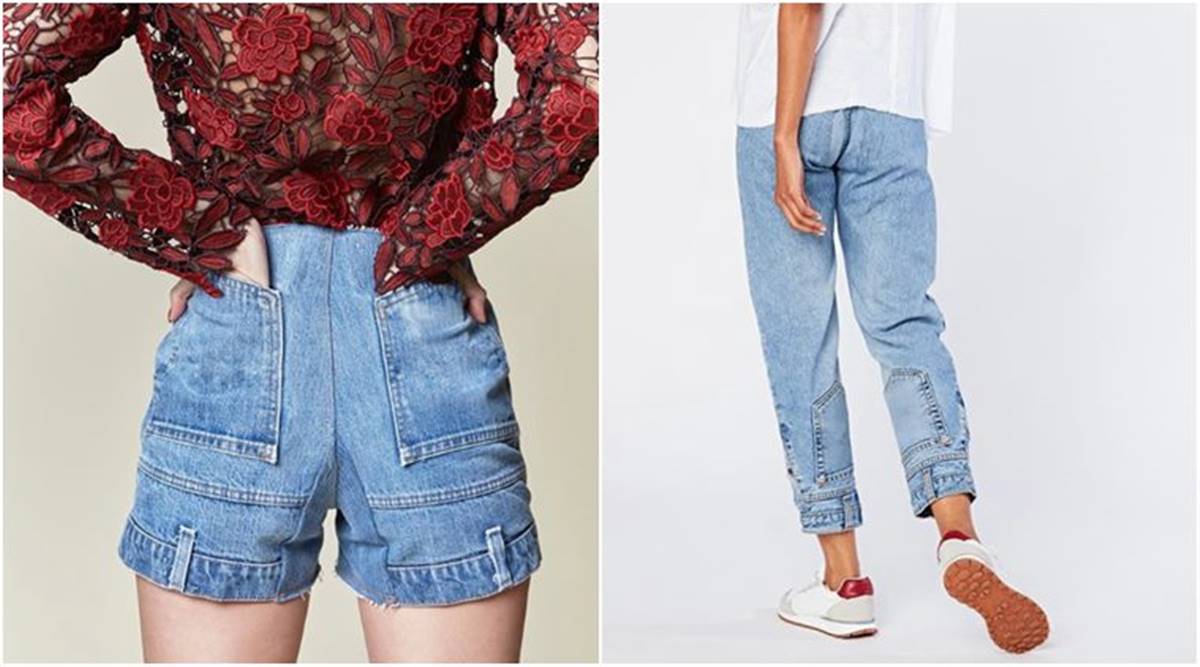 Upside down jean shorts sale