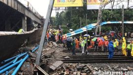 travellers wait due to flyover collapse