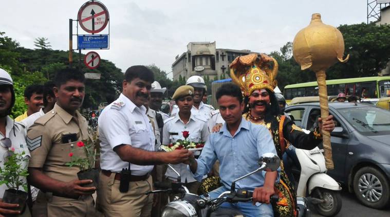 Traffic Police yamaraj, Bengaluru yamaraj, yamaraj reminds people of traffic rules,