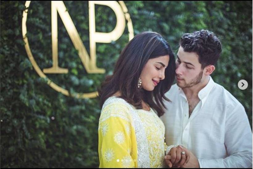 priyanka chopra and nick jonas at the roka ceremony