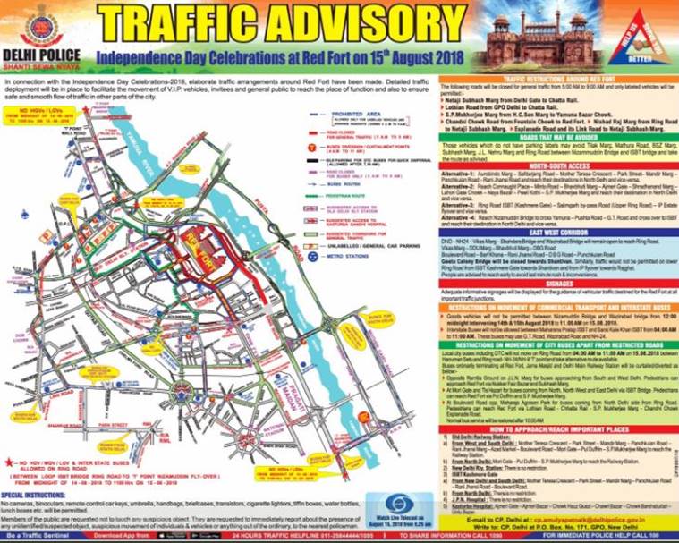 Independence Day traffic advisory by Delhi Police: Check details here ...