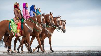 all-female marching band, Royal Cavalry of Oman, Royal Edinburgh Military Tattoo, Omani all female marching band, all women bad, marching band, what is royal Edinburgh military tattoo, indian express, indian express news