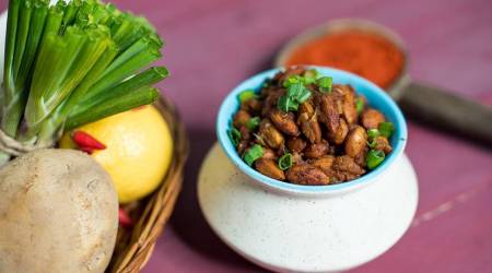 benefits of almond, almond recipe, easy breakfast recipe, Indian express, almond food recipe, health benefits of almond, spicy almond chat