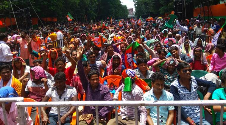 The crowd at the BJP rally in Kolkata. (Express photo/Partha Paul)