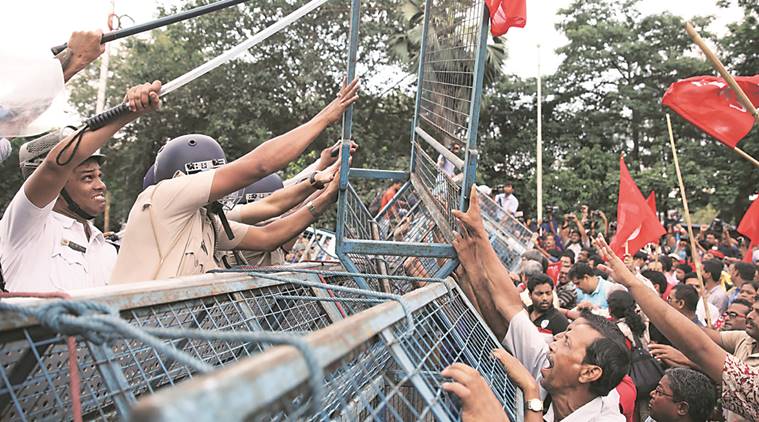 CPM. AIKS, CITU, Subhas Mukherjee, Jail bharo movement, loan waiver scheme, farmers msp, west bengal news, indian express