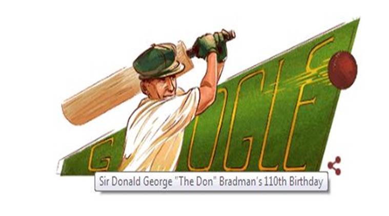 Sir Donald George Bradman, google doodle, Don Bradman, google doodle bradman, bradman birthday, don bradman records, Google celebrates Don Bradman, Indian express