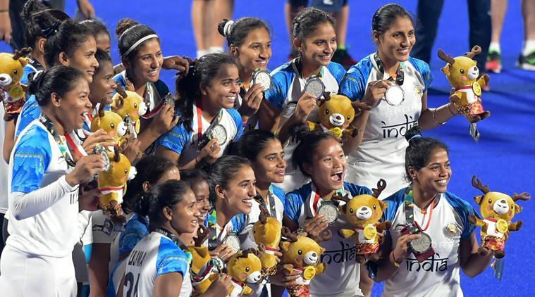Indian team after the hockey final at the Asian Games in Jakarta, Indonesia