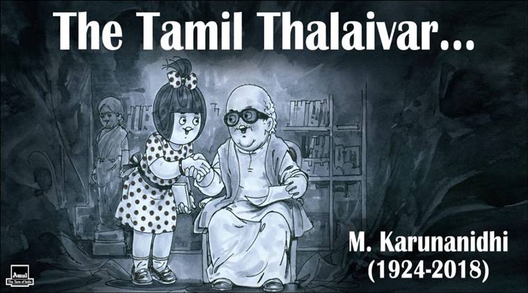 Amul's tribute to 'Thalaivar' Karunanidhi turns fans emotional | Trending News,The Indian Express Amul's tribute to 'Thalaivar' Karunanidhi turns fans emotional | Trending News,The Indian Express