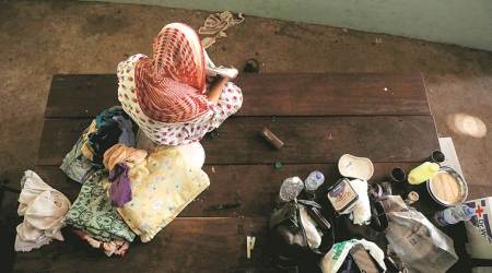 At a rescue shelter in U C College, Aluva, near Kochi on Tuesday. (Photo: Nirmal Harindran)