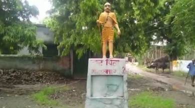 The statue of Mahatma Gandhi at a school in Shahjahanpur. (ANI)