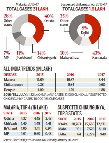 Explained Snippets: 72% malaria cases in four states, 53% chikungunya ...