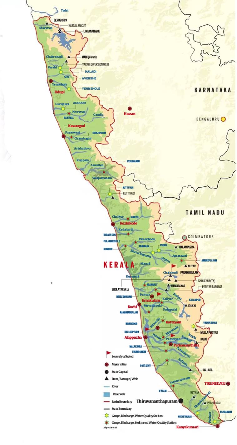 Rivers Of Kerala Map