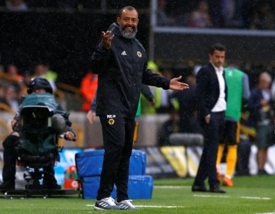Wolverhampton Wanderers manager Nuno Espirito Santo gestures during the match against Everton
