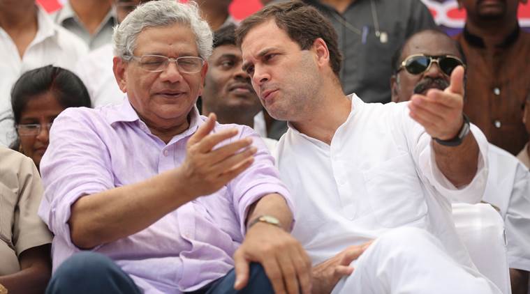 Congress, Rahul Gandhi, Sitaram Yechury, BJP, Trinamool Congress, Congress, Congress CPM alliance, lok sabha elections, general election, BJP, indian express