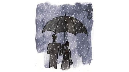 If we got an extended break, we could walk up to the top and return. From the top, we could see far out, and far down. (Illustration: C R Sasikumar)