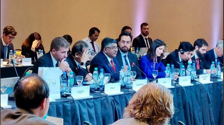 IT Minister Ravi Shankar Prasad at the G20 Ministerial meet in Salta, Argentina. (Twitter/@rsprasad)