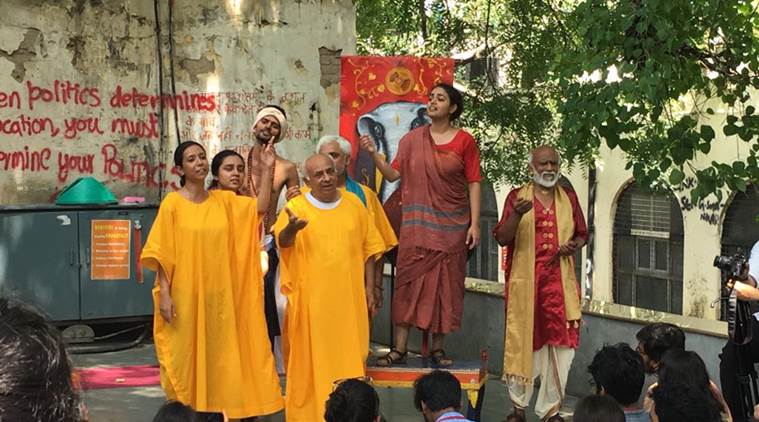 Ambedkar University, monks, university play, play by monks, Tathagat, Jan Natya Manch, Indian Express talk 