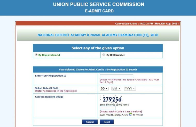 upsc.gov.in, UPSC NDA NA admit card, NDA NA II admit card