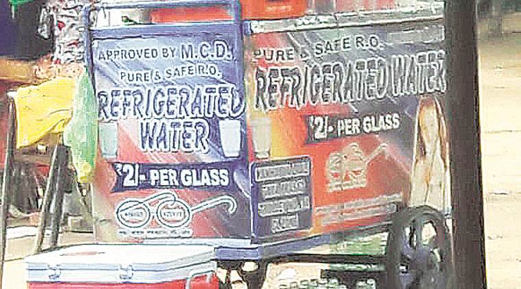Shriram’s water trolley. (Express photo)