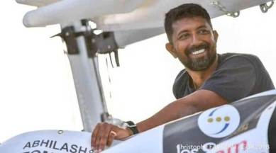 Abhilash Tommy, who is serving as Indian Naval Officer, is in the south Indian Ocean, approximately 1900 nautical miles from Perth, Australia.