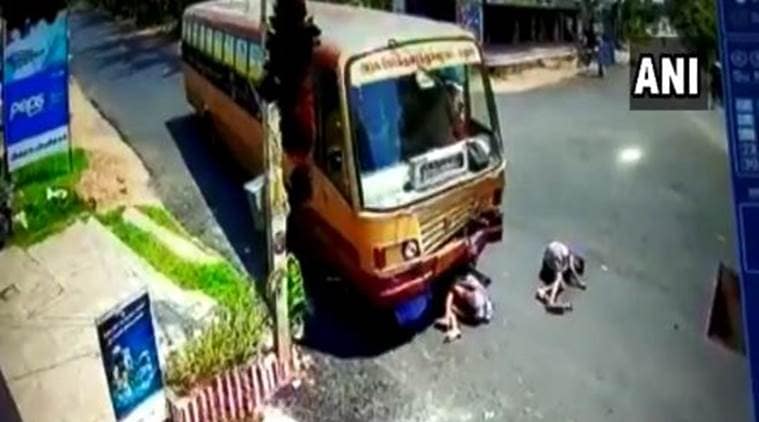 WATCH: Three men on motorbike crash into bus in Madurai, miraculously survive