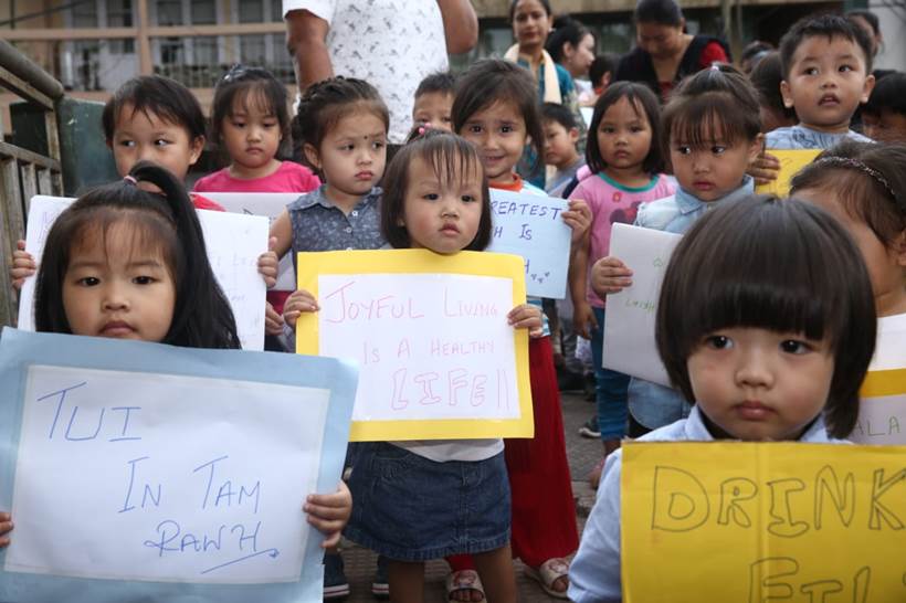 Poshan Maah, healthy eating, Poshan Maah mizoram, mizoram children activists, mizoram children rally, mizoram anganwadi rally, mizoram healthy eating rally, indian express news