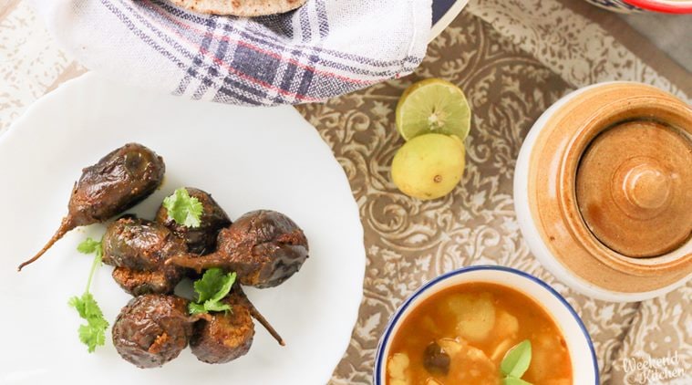 Baingan Sarson Ka Saag Recipe - Brinjal Mustard Saag Recipe