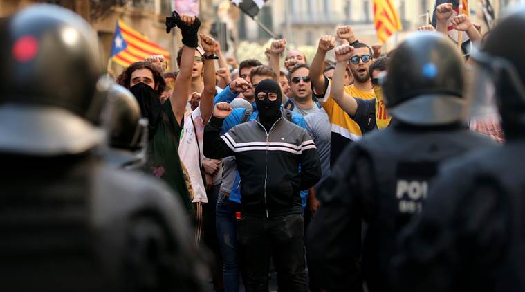 Barcelona protests, Catalan independence, Catalonia Spain split, separatist Catalans, world News, Indian Express
