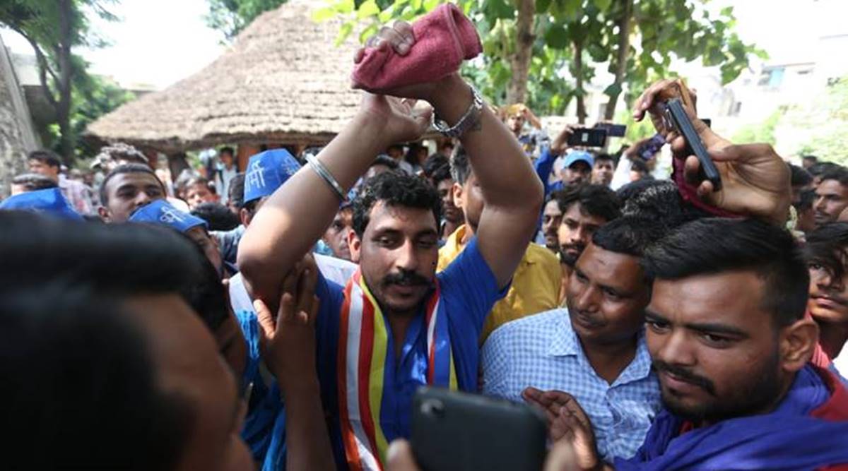 Bhim Army Chief, Chandrashekhar, Bhim Army Chief Chandrashekhar released, Chandrashekhar related early, NSA, Saharanpur violence, UP, Indian Express