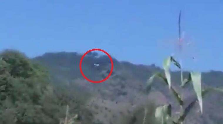 In a video released by news agency ANI, the Pakistani chopper is seen hovering above the Indian airspace in the area. 